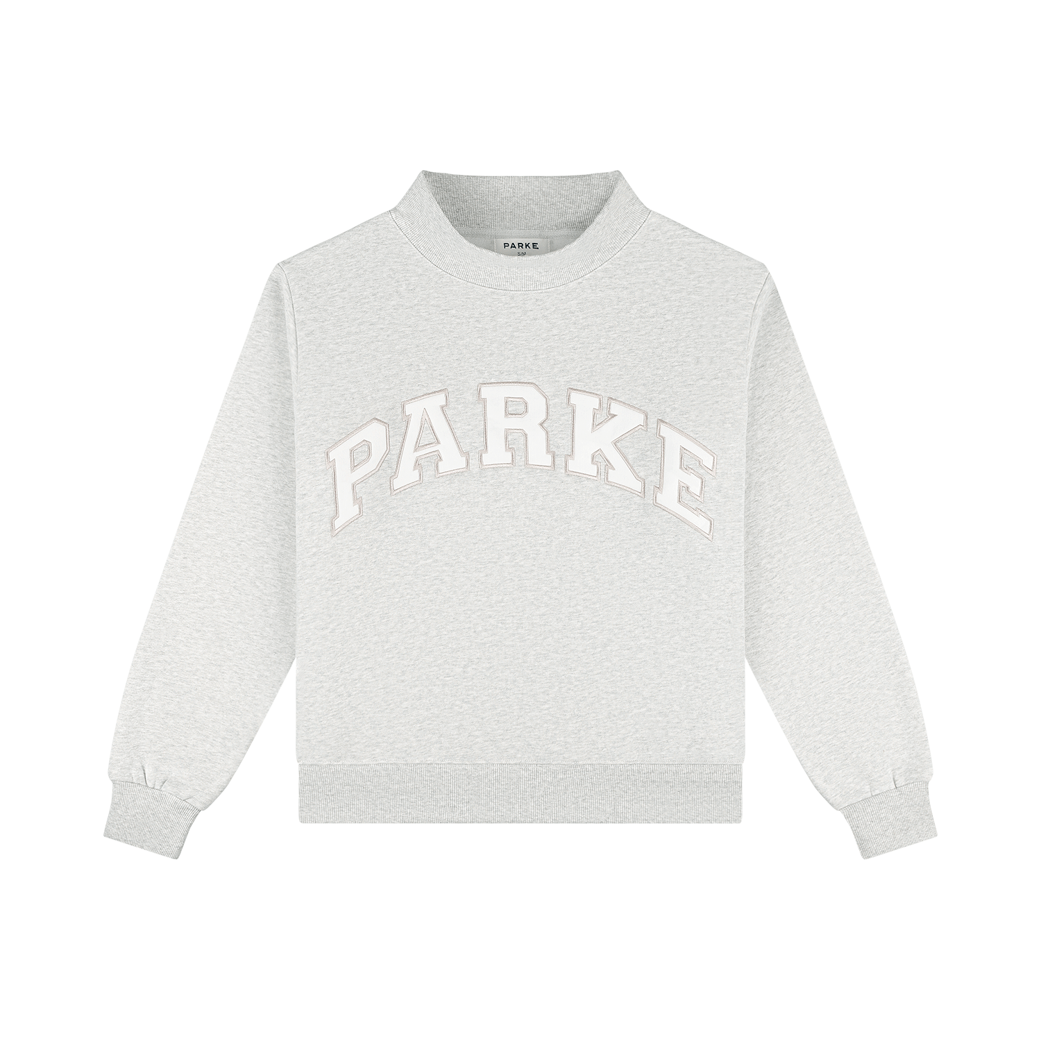 Parke | Varsity Mockneck Metallic Grey with White Letters