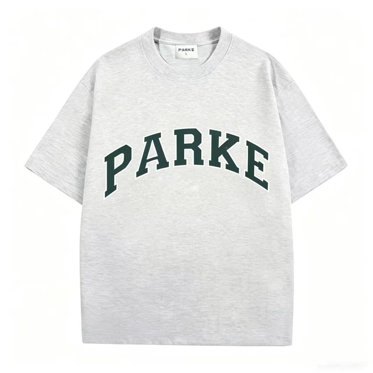 Parke | Varsity Tee Grey with Green Letters