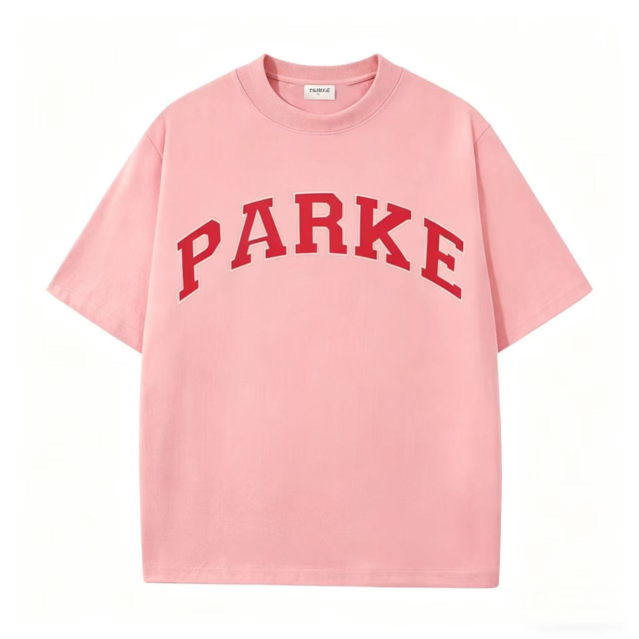 Parke | Varsity Tee Pink with Red Letters