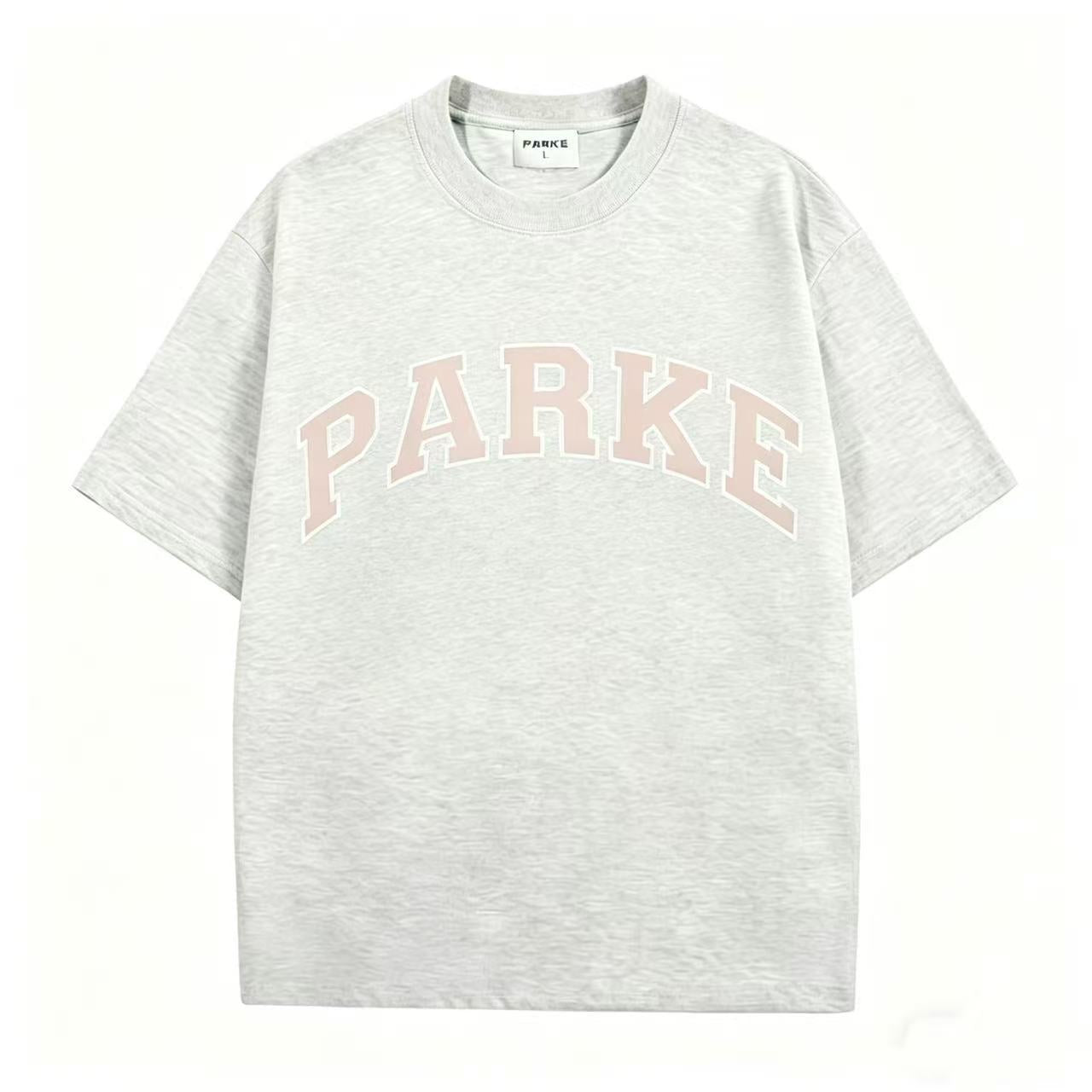 Parke | Varsity Tee Grey with Pink Letters