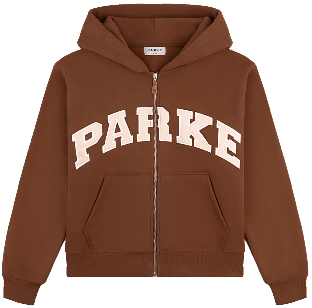 Parke | Varsity Zip Hoodie Brown with Cream Letters